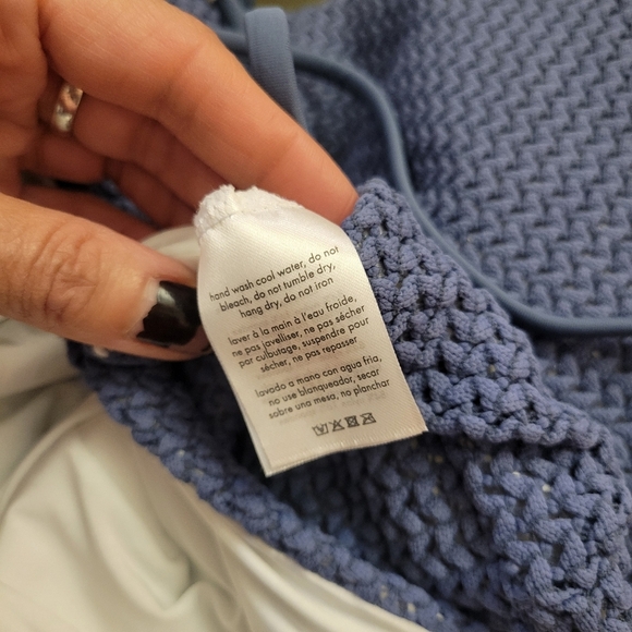 Onia Zinc Blue Textured Crochet One Piece Swimsuit NWT Quiet Luxury Minimalist - Picture 9 of 13